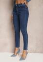 Granatowe Skinny Jeansy z Przetarciami Push-Up Zireal