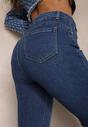 Granatowe Skinny Jeansy z Przetarciami Push-Up Zireal