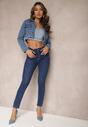 Granatowe Skinny Jeansy z Przetarciami Push-Up Zireal