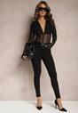 Blugi Negri Skinny Push Up cu Pietre Lervina