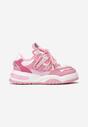 Różowe Sneakersy Ozdobione Kolorowymi i Metalicznymi Wstawkami na Grubej Podeszwie Oplevia