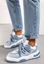 Niebieskie Sneakersy Ozdobione Kolorowymi i Metalicznymi Wstawkami na Grubej Podeszwie Oplevia