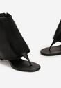 Czarne Sandały Japonki na Słupku z Cholewką za Kostkę z Ekoskóry Jorilda
