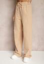 Beżowe Szerokie Spodnie Dresowe z Elastycznej Bawełny Niarti