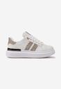 Sneakers Alb-Șampanie pe Platformă Joasă cu Inserții Sclipitoare Renallsa