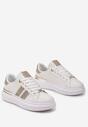 Sneakers Alb-Șampanie pe Platformă Joasă cu Inserții Sclipitoare Renallsa