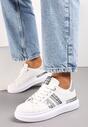 Sneakers Albi-Argintii pe Platformă Joasă cu Inserții Sclipitoare Renallsa