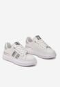 Sneakers Albi-Argintii pe Platformă Joasă cu Inserții Sclipitoare Renallsa
