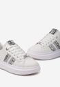 Sneakers Albi-Argintii pe Platformă Joasă cu Inserții Sclipitoare Renallsa