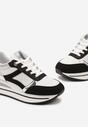 Biało-Czarne Sneakersy na Grubej Podeszwie w Paski Zdobione Brokatem Selarissa