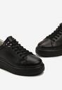 Czarne Skórzane Sneakersy na Grubej Podeszwie Elirna