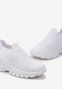 Białe Sneakersy z Elastyczną Cholewką na Grubej Podeszwie Alamissa