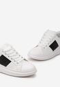 Sneakerși Alb-Negri cu Inserții Metalice și Pietre pe Talpă Groasă Wirela