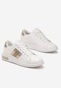Sneakers Albi-Aurii cu Inserții Metalice și Pietre pe Talpă Groasă Wirela