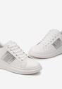 Sneakers Alb-Argintii cu Inserții Metalice și Pietre pe Talpă Groasă Wirela