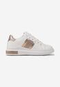Sneakers Albi-Șampanie cu Inserții Metalice și Pietre Strass pe Talpă Groasă Wirela