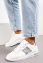 Sneakers Albi cu Inserții Metalice și Pietre Strass pe Talpă Groasă Wirela