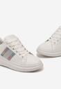 Sneakers Albi cu Inserții Metalice și Pietre Strass pe Talpă Groasă Wirela