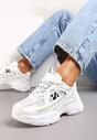 Białe Sneakersy na Grubej Podeszwie Ozdobione Siateczkowymi Wstawkami Korianna