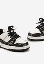 Czarno-Białe Buty Sportowe Sneakersy na Platformie z Tłoczeniem na Rzep Tetilda