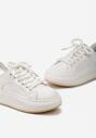 Biało-Fioletowe Sneakersy na Platformie Ozdobione Wypukłą Wstawką  Vinelli