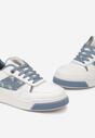 Biało-Niebieskie Sneakersy na Prążkowanej Podeszwie Zdobione Jeansowymi Detalami Miraga