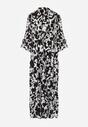 Rochie Neagră și Albă Cloș Maxi cu Nasturi și Imprimeu Abstract Uvellia