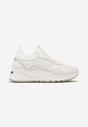 Białe Sznurowane Sneakersy na Grubej Podeszwie z Błyszczącymi Wstawkami Nithirela