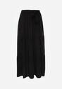 Czarna Rozkloszowana Spódnica Maxi z Wiskozy z Materiałowymi Paskami Wintelis