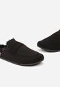 Papuci Negre din Imitatie de Camosu pe Talpa de Plută cu Blană și Cusături Sileath