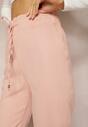 Różowe Spodnie z Regularnym Stanem Ściągane Sznurkiem Aryle