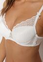 Sutien push-up bej deschis la culoare decorat cu dantelă și zirconiu Verikellia