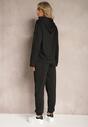Czarny Klasyczny Komplet Dresowy z Bluzą Kangurką i Spodniami Typu Jogger Salevia