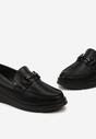 Pantofi negri stil mocasini cu cataramă și branț piele Zinniame