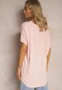 Różowy T-shirt Oversize o Przedłużonym Kroju Echinopa