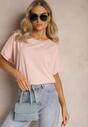 Różowy T-shirt Oversize o Przedłużonym Kroju Echinopa