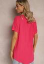 Różowy T-shirt Oversize o Przedłużonym Kroju Echinopa