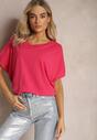 Różowy T-shirt Oversize o Przedłużonym Kroju Echinopa