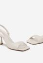 Białe Sandały na Szpilce z Otwartym Kwadratowym Noskiem Celirra