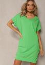 Zielona  T-shirtowa Sukienka Pudełkowa z Elastycznej Bawełny Ellensa