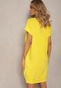 Żółta  T-shirtowa Sukienka Pudełkowa z Elastycznej Bawełny Ellensa