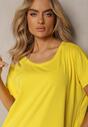 Żółta  T-shirtowa Sukienka Pudełkowa z Elastycznej Bawełny Ellensa