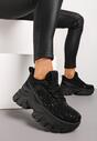 Sneakers Negri pe Platformă cu Carâmb cu Pietre Harilena