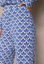 Niebieskie Spodnie o Szerokim Kroju w Ozdobny Print z Kieszeniami Ashel