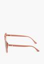 Różowe Okulary Przeciwsłoneczne Kocie Oko z Metaliczną Wstawką Caravle