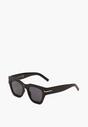 Czarne Klasyczne Okulary Przeciwsłoneczne z Metalowym Detalem Okordia