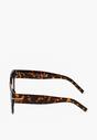 Ciemnobrązowe Klasyczne Okulary Przeciwsłoneczne z Metalowym Detalem Okordia