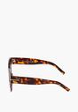 Brązowe Klasyczne Okulary Przeciwsłoneczne z Metalowym Detalem Okordia