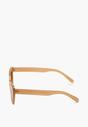 Beżowe Przeciwsłoneczne Okulary z Oprawkami Kocie Oczy Aclitssa