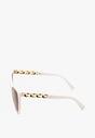 Białe Okulary Przeciwsłoneczne Cat Eye z Metalowymi Wstawkami Nemulena
